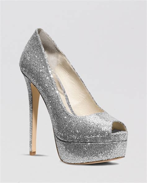 michael kors high heels silver|Michael Kors block heels.